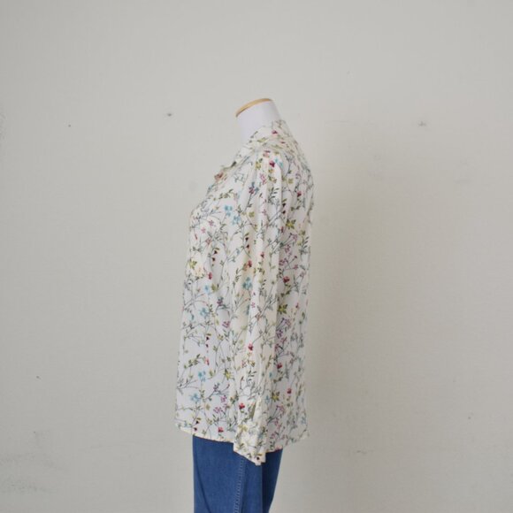 Just Living Rayon Floral Botanical Print Long Sleeves Blouse | size‎ S - Picture 2 of 9